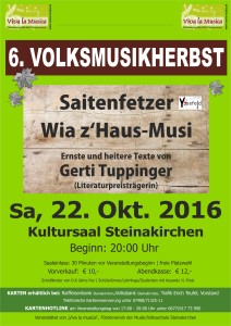 Plakat 6. Volksmusikherbst 2016